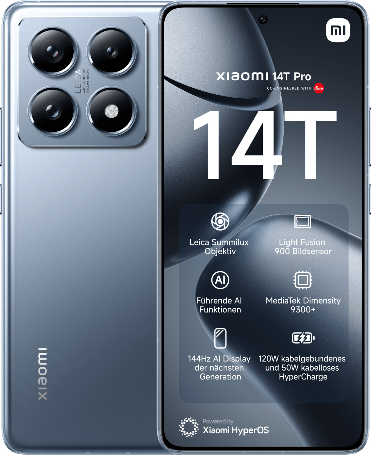نمایی از صفحه و پشت گوشی Xiaomi 14T Pro شیائومی