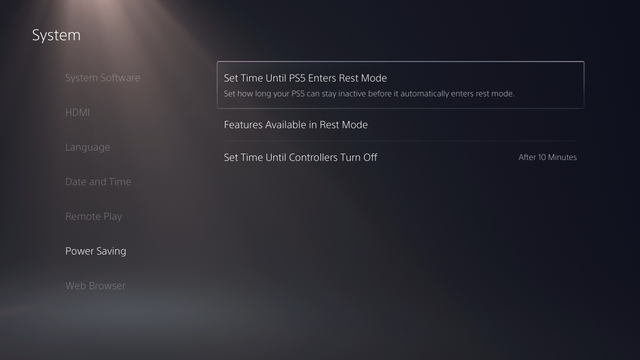 Rest Mode PS5